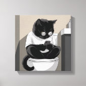 Kat op een toilet zitten canvas afdruk (Voorkant)