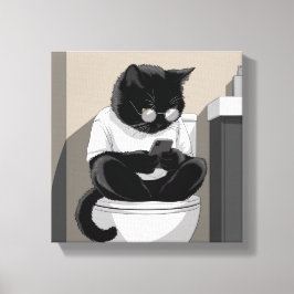 Kat op een toilet zitten canvas afdruk