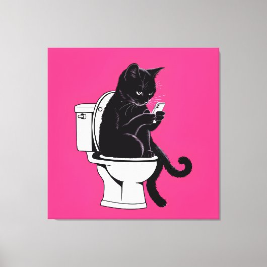 Kat op een toilet zitten canvas afdruk (Voorkant)
