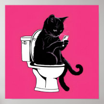 Kat op een toilet zitten