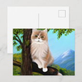 Kat op een vertakking briefkaart (Voorkant / Achterkant)
