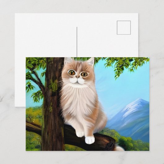 Kat op een vertakking briefkaart (Voorkant / Achterkant)