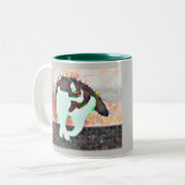 Kat op een warm tindak door LiN Tweekleurige Koffiemok (Voorkant links)