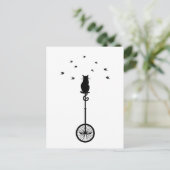 kat op  fiets met vogels briefkaart (Staand voorkant)