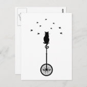 kat op  fiets met vogels briefkaart (Voorkant / Achterkant)