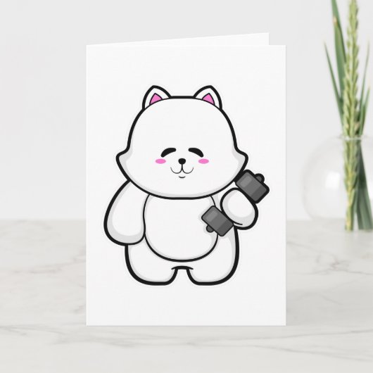 Kat op fitness met Dumbbell Kaart (Voorkant)