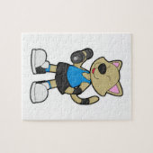 Kat op fitness met Dumbbell Legpuzzel (Horizontaal)