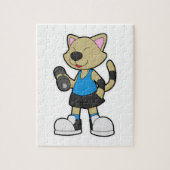 Kat op fitness met Dumbbell Legpuzzel (Verticaal)