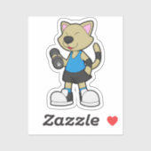Kat op fitness met Dumbbell Sticker (Vel)