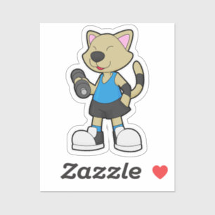 Kat op fitness met Dumbbell Sticker