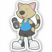Kat op fitness met Dumbbell Sticker (Voorkant)