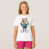 Kat op fitness met Dumbbell T-shirt (Voorkant volledig)