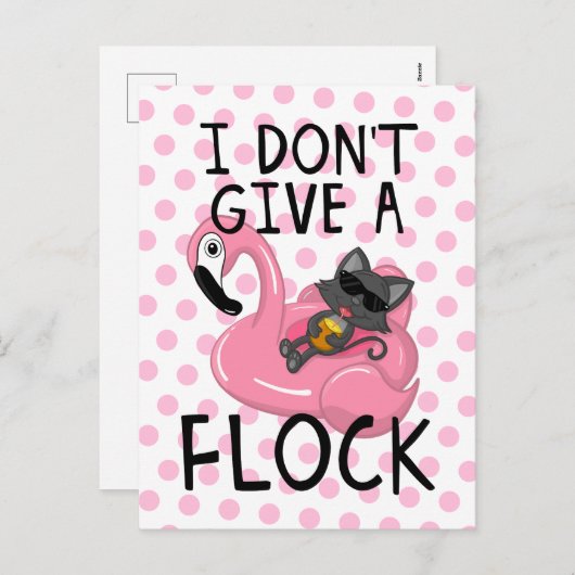 Kat op Flamingo met Ananas en Roze Stippen Feestdagenkaart (Voorkant / Achterkant)