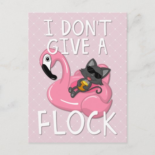 Kat op Flamingo w Pineapple Pink w White Diamonds Feestdagenkaart (Voorkant)