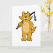 Kat op Gevist met Geviste staaf en vis Kaart (Gele Bloem)