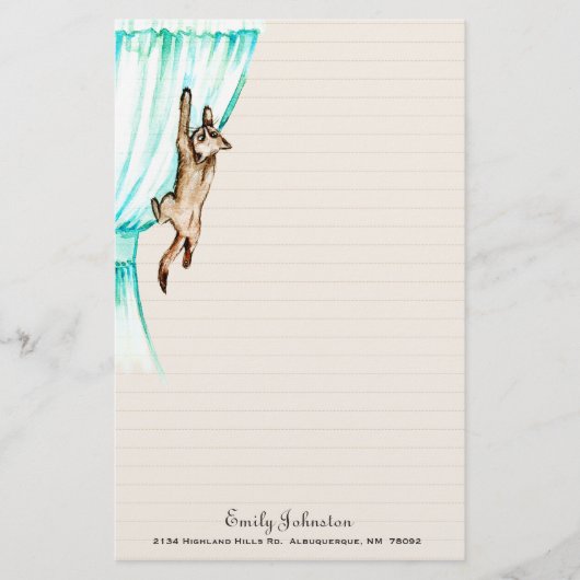 Kat op gordijnpapier briefpapier (Voorkant)