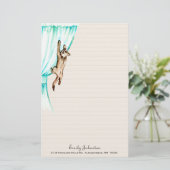 Kat op gordijnpapier briefpapier (Staand voorkant)