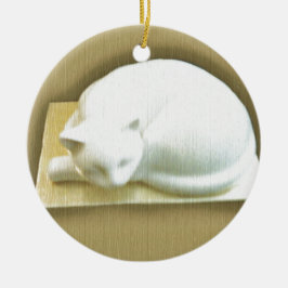 Kat op gouddoos II Keramisch Ornament