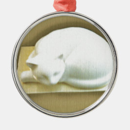 Kat op gouddoos II Metalen Ornament