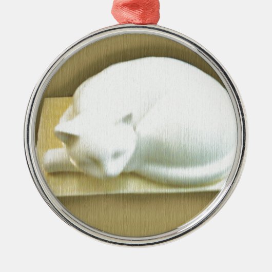 Kat op gouddoos II Metalen Ornament (Voorkant)