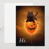 Kat op Halloween ballon Kaart (Voorkant / Achterkant)