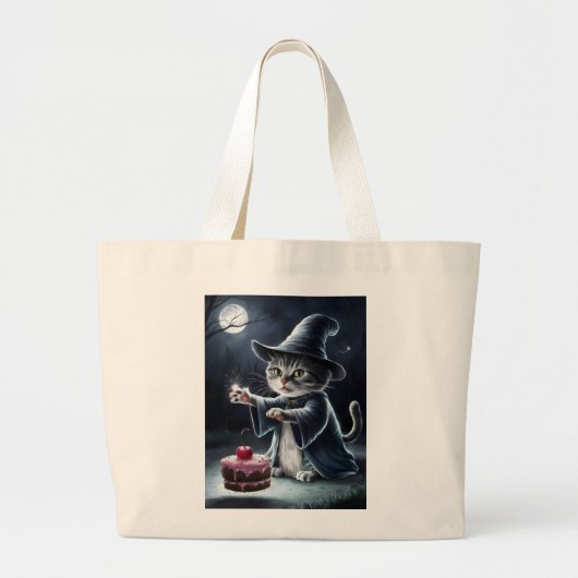 Kat op Halloween. Grote Tote Bag (Voorkant)