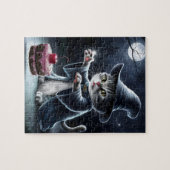 Kat op Halloween. Legpuzzel (Horizontaal)
