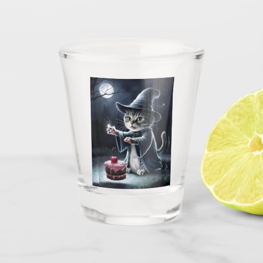 Kat op Halloween. Shot Glas (Voorkant)
