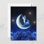 Kat op Halve Maan blauwe Kat 773 Briefkaart (Voorkant / Achterkant)