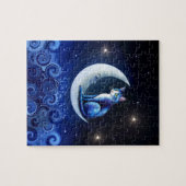 Kat op Halve Maan blauwe Kat 773 Legpuzzel (Horizontaal)