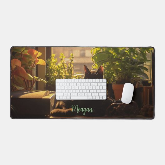 Kat op het bureau gepersonaliseerd bureaumat (Keyboard & Muis)