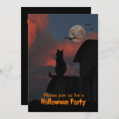 Kat op het dak met een volle maan Halloween Kaart (Voorkant / Achterkant)