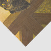 kat op het hek -  schilderij tissuepapier (Detail)