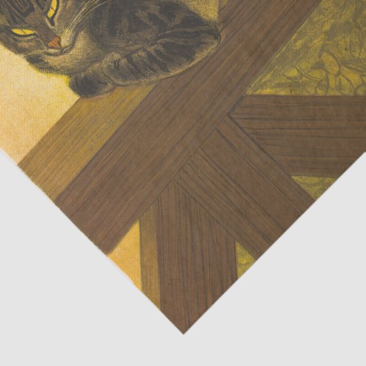 kat op het hek -  schilderij tissuepapier (Detail)