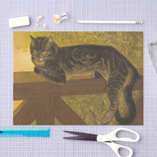 kat op het hek - schilderij tissuepapier (Craft)