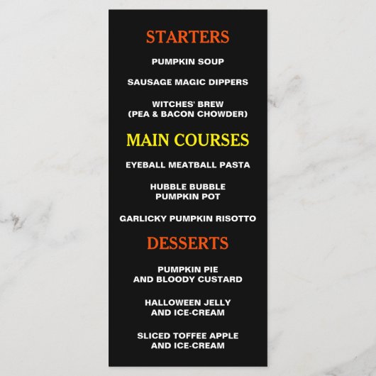 Kat op het menu Pumpkin Halloween (Achterkant)