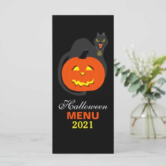Kat op het menu Pumpkin Halloween (Staand voorkant)