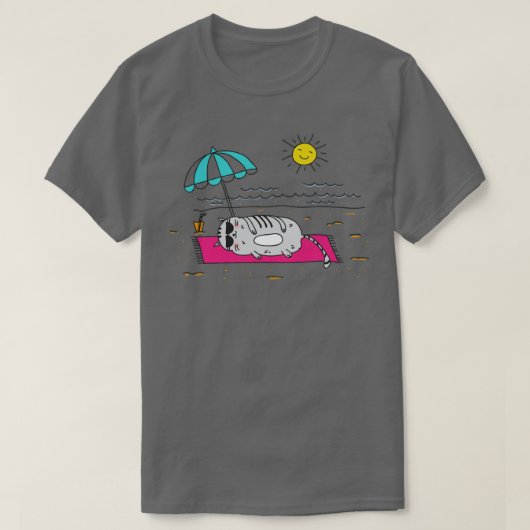 Kat op het strand t-shirt (Design voorkant)