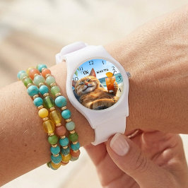Kat op het strand Zomerzon Horloge