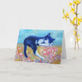 Kat op het Wenskaart van de Couch Kaart (Gele Bloem)