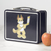 Kat op IJshockey met ijshockeystick (In situ)