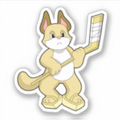 Kat op IJshockey met ijshockeystick Sticker (Voorkant)