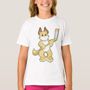 Kat op IJshockey met ijshockeystick T-shirt