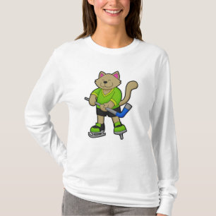 Kat op IJshockey met ijshockeystick T-shirt