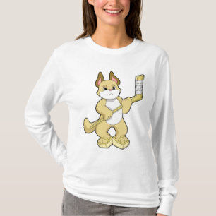 Kat op IJshockey met ijshockeystick T-shirt