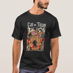 Kat op Itan Japanse stijl T-shirt