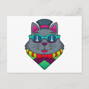 Kat op kaasschaap met schaafkop briefkaart