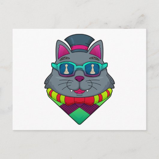 Kat op kaasschaap met schaafkop briefkaart (Voorkant)