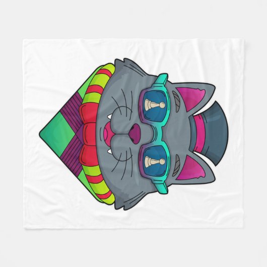 Kat op kaasschaap met schaafkop fleece deken (Voorkant (Horizontaal))