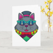 Kat op kaasschaap met schaafkop kaart (Gele Bloem)